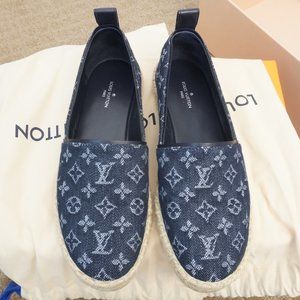 Louis Vuitton - Waterfall Flat Espadrilles - Blue Monogram Denim - Size 35